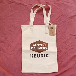 New Keurig Auto Delivery Canvas Tote Bag 100% Eco-Friendly Recycled Cotton Cream